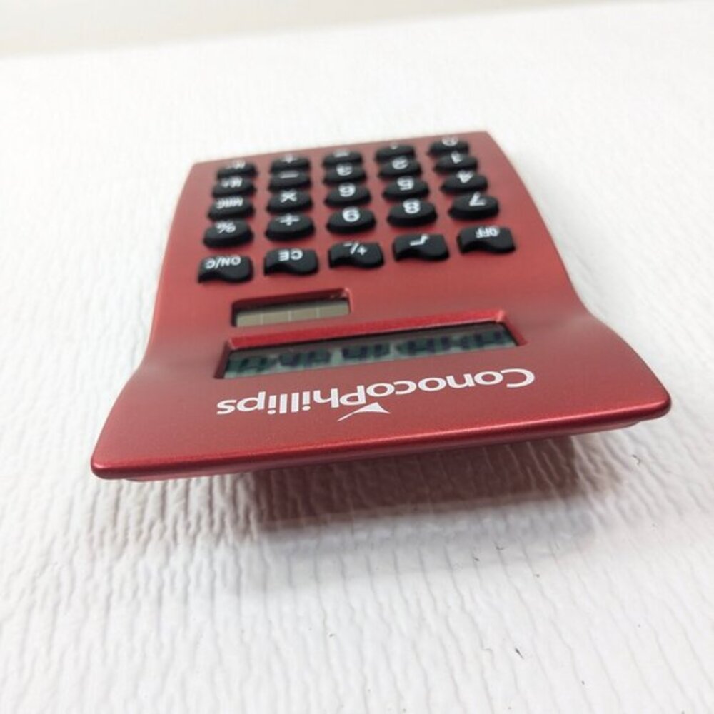 Conoco Phillips calculator red metal promotional item conocophillips clear back - Picture 4 of 9